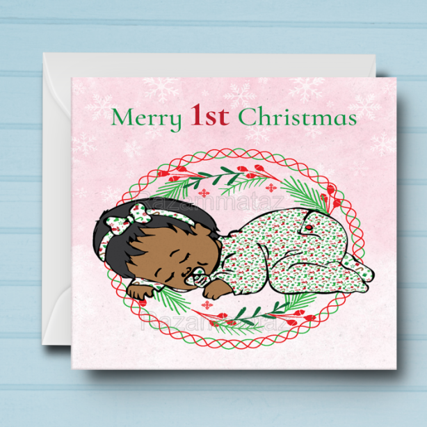 Black Girl C Christmas Card